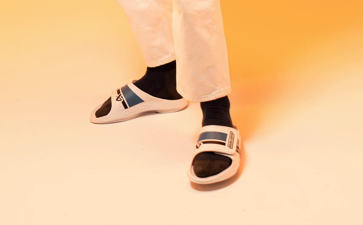 BAUER/OOFOS Men's OOahh Sport Flex Sandal – White - Image 4